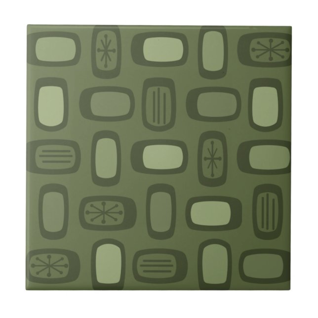 MCM gerundete Rechtecke, Olive Green Fliese (Vorderseite)