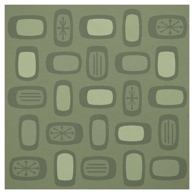 MCM gerundete Rechtecke, Olive Green Stoff (Muster)
