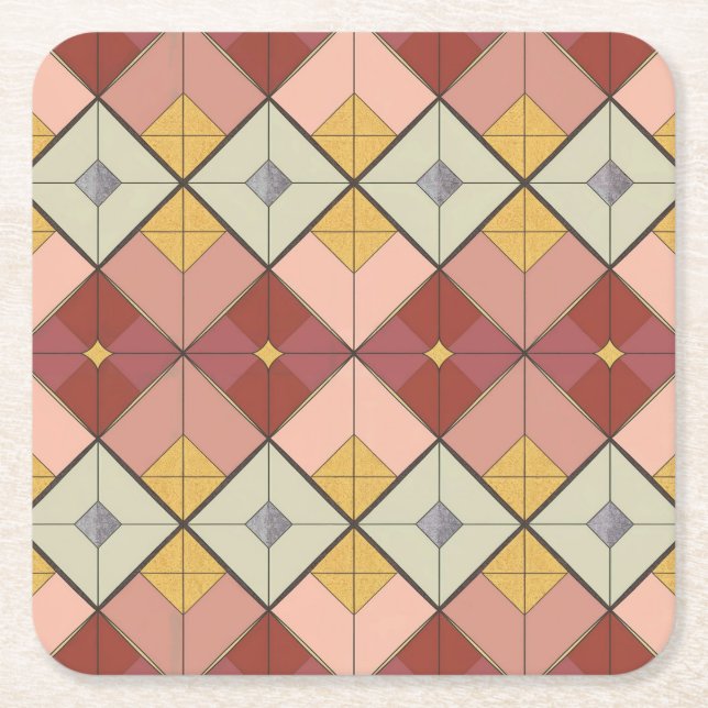 MCM Gold Pink Diamond Muster Untersetzer Set (Vorderseite)