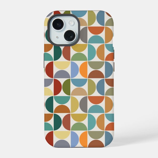 MCM-Halbkreismuster Farbe auf Creme iPhone 15 Hülle (Rückseite)