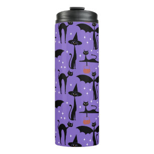 MCM Halloween Kostüm Minimalist Katzen Lila Thermosbecher