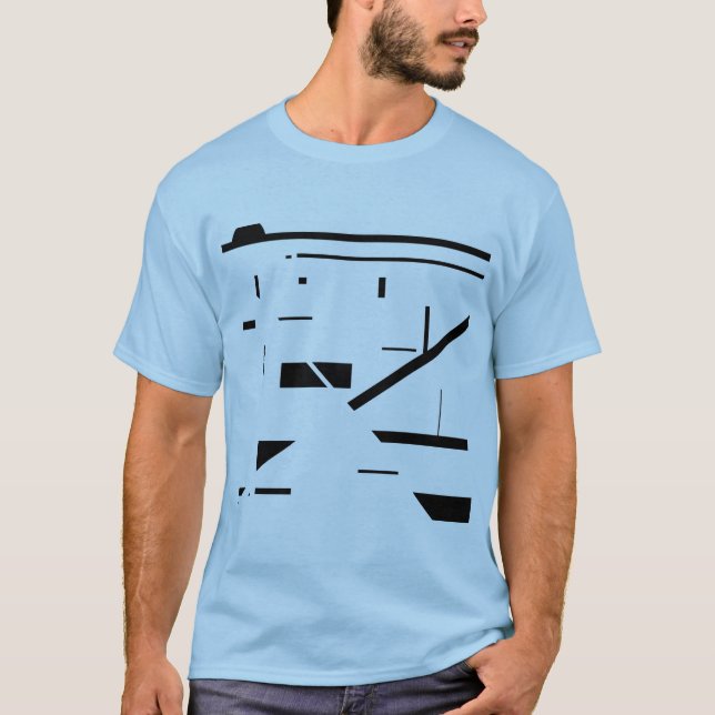 MCM-inspiriertes Design für Abstrakte Schwarz-Geom T-Shirt (Vorderseite)