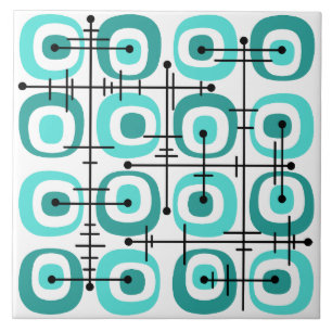 MCM Midcentury Abstract Pattern Türkis Fliese