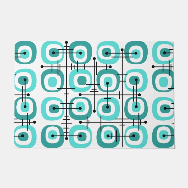 MCM Midcentury Abstract Pattern Türkis Fußmatte (Vorderseite)