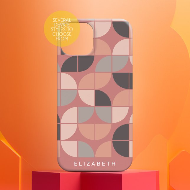 MCM Mod Circles Pattern Rose gold Rosa grau Case-Mate iPhone Hülle (Half moon pattern)