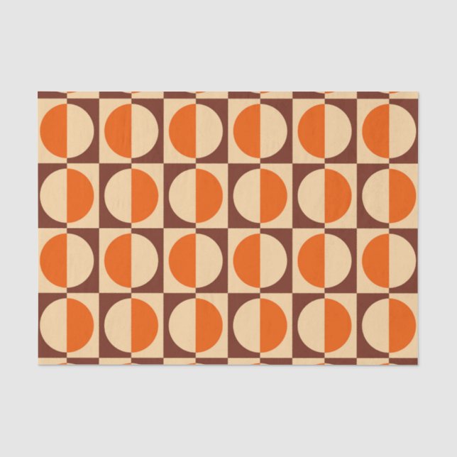 MCM Retro Geometric Half Square and Circle Muster Seidenpapier (Vorderseite)