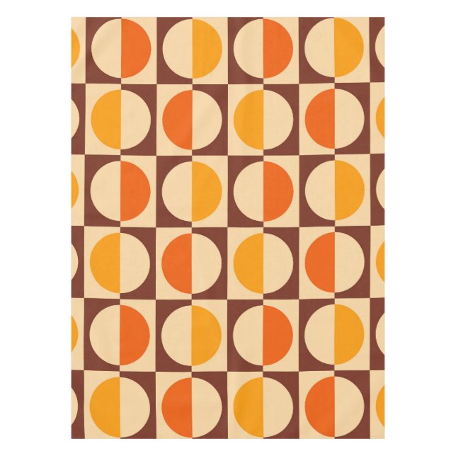 MCM Retro Geometric Half Square and Circle Muster Tischdecke (Vorderseite)