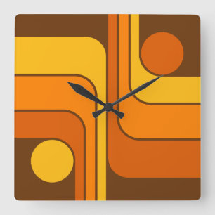 MCM Retro-Style geometrisches Design der 1970er Ja Quadratische Wanduhr