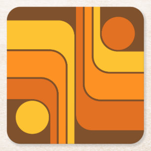 MCM Retro-Style geometrisches Design der 1970er Ja Rechteckiger Pappuntersetzer