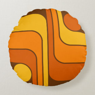 MCM Retro-Style geometrisches Design der 1970er Ja Rundes Kissen