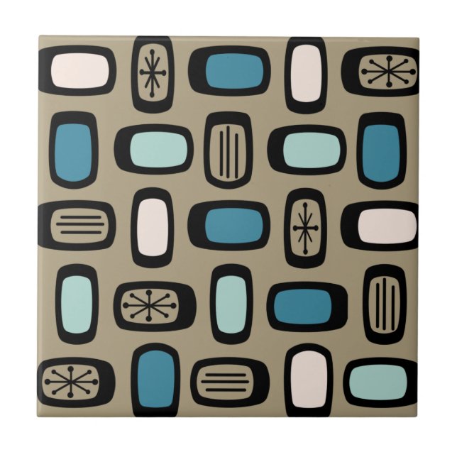 MCM Rundwinkelgoldblau des Mitteljahrhunderts Fliese (Vorderseite)