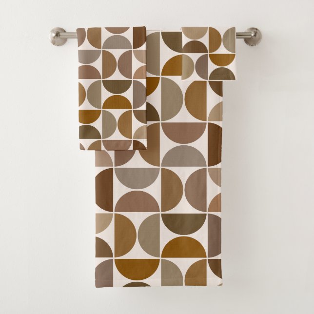 MCM Semicircles Browns+Cream-Muster Badhandtuch Set (Insitu)