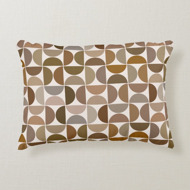 MCM Semicircles Browns+Cream-Muster Dekokissen (Vorderseite)