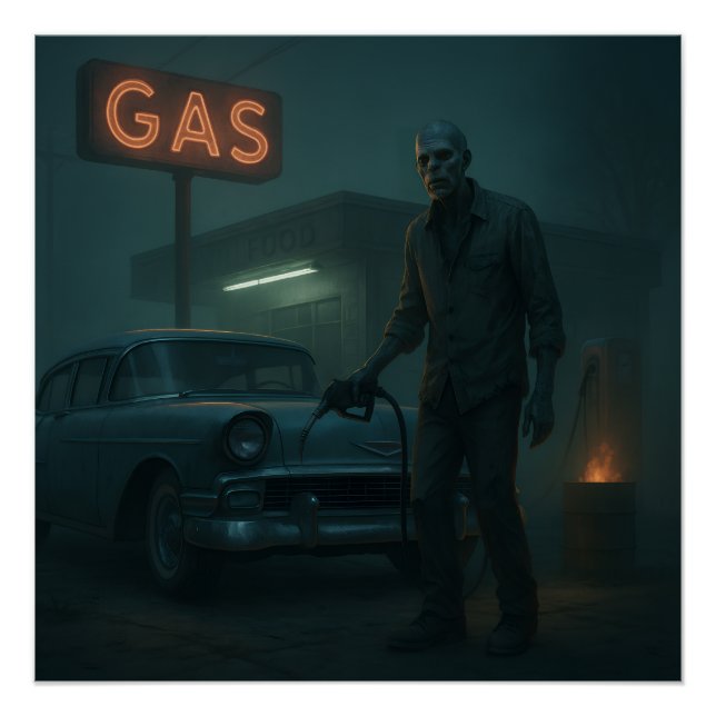 MCM Zombie Gas Station Kunst Poster (Vorderseite)