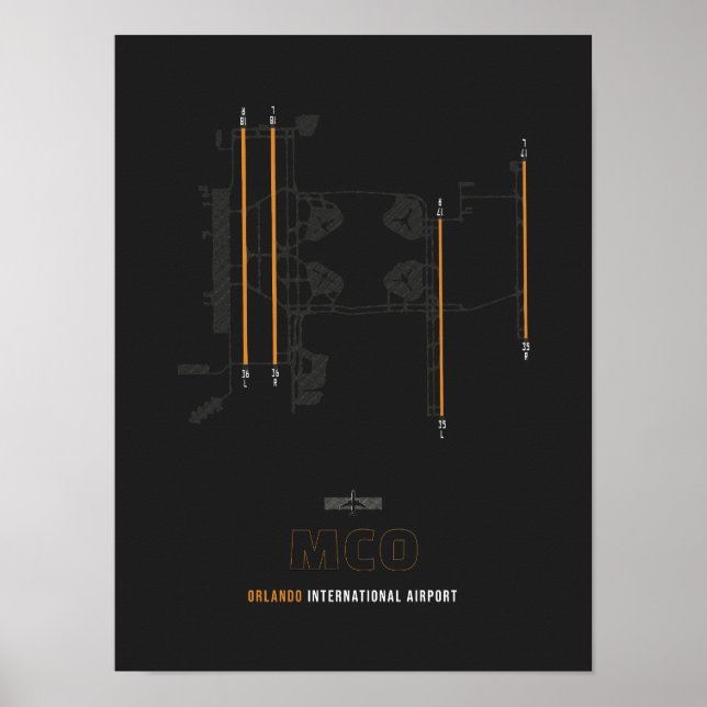 MCO - Orlando Airport Runway Diagramm Art Poster (Vorne)