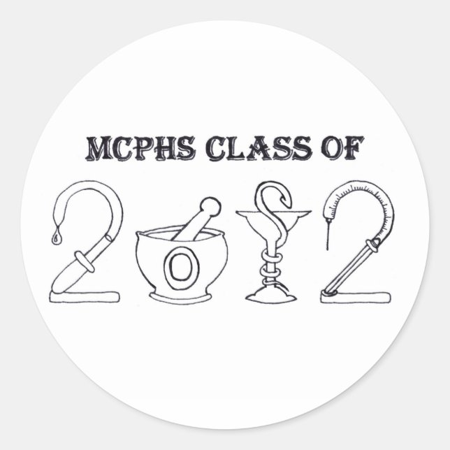 MCPHS-Klasse 2012 Runder Aufkleber (Vorderseite)