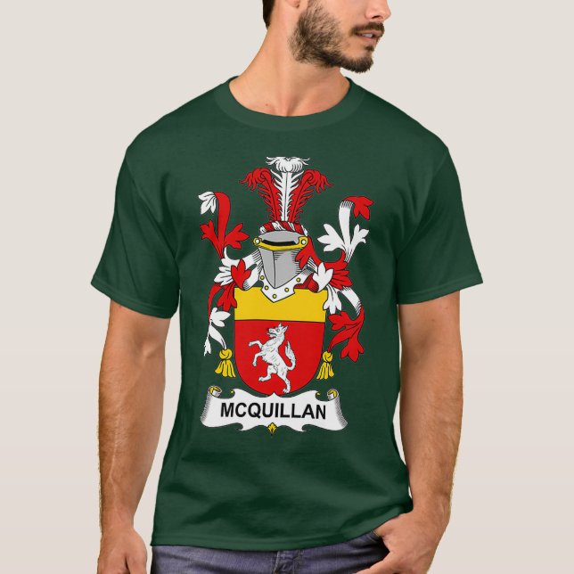 McQuillan Coat of Arms Familienwappen T-Shirt (Vorderseite)