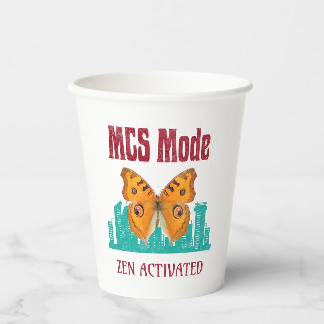 MCS-Modus Zen Aktiviert Schmetterlingsbewusstsein  Pappbecher (Vorderseite)