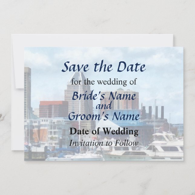 MD - Baltimore Skyline and Harbor Save The Date (Vorderseite)