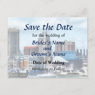 MD - Baltimore Skyline und Hafen Ankündigungspostkarte