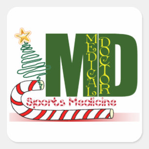 MD SPORTMEDIZIN CHRISTMAS MEDIZINISCHER ARZT QUADRATISCHER AUFKLEBER