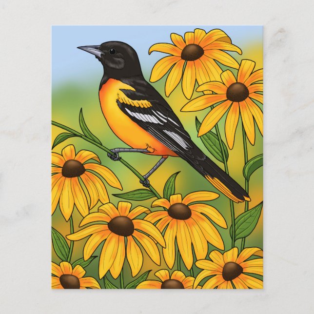 MD Staat Bird Oriole & Black-mit Augen Susan Blume (Vorderseite)