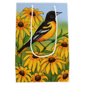 MD Staat Bird Oriole & Black-mit Augen Susan Blume Mittlere Geschenktüte