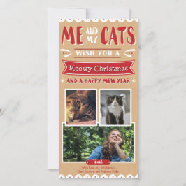 Me and My Cats Christmas 4x8 Photocard (3 Images) Feiertagskarte