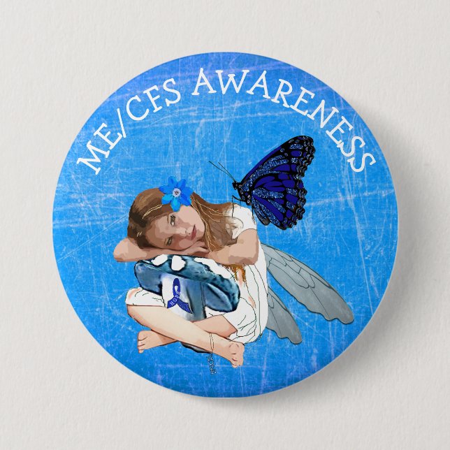 ME/CFS Angel Fairy Girl Awareness Ribbon Button (Vorderseite)