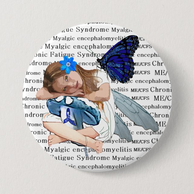 ME/CFS Angel Fairy Girl Awareness Ribbon Button (Vorderseite)