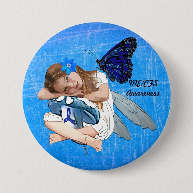 ME/CFS Angel Fairy Girl Awareness Ribbon Button (Vorderseite)