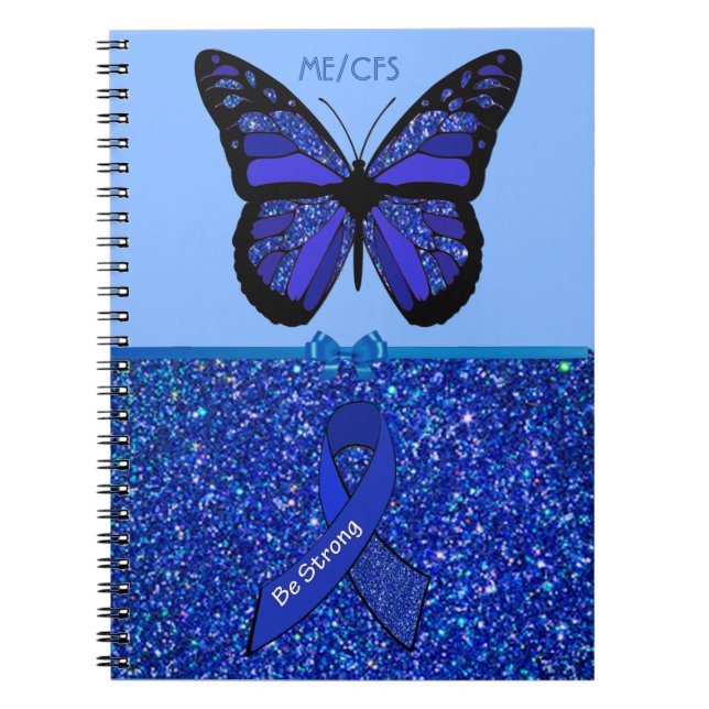 ME/CFS Blue Awareness Ribbon and Butterfly Notizblock (Vorderseite)