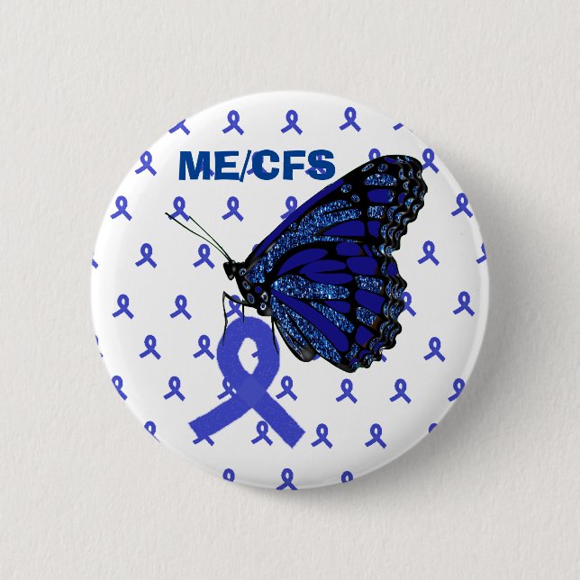 ME/CFS Blue Ribbon and Butterfly Awareness Button (Vorderseite)