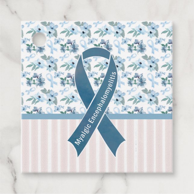 Me/CFS Blue Ribbon Awareness Geschenkanhänger (Vorderseite)