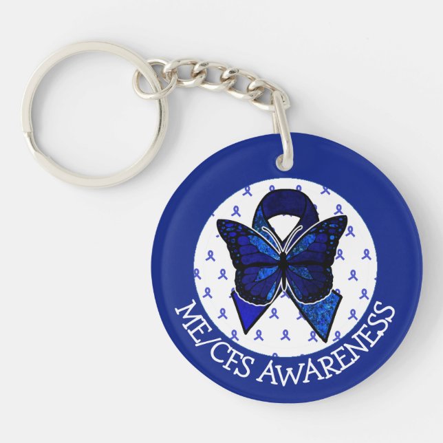 ME/CFS Syndrome Awareness Ribbon and Butterfly Schlüsselanhänger (Vorderseite)
