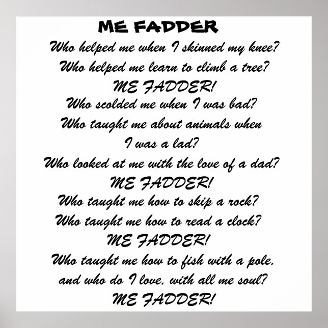 ME FADDER POEM Poster (Vorne)