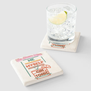 'Me & Gin Tonic Dream Team' Kalkstein-Untersetzer Steinuntersetzer