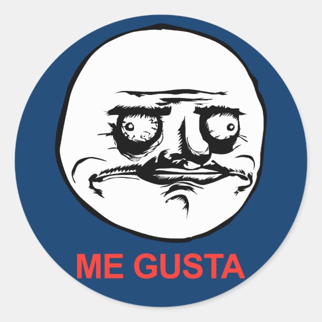 Me Gusta Face Meme Runder Aufkleber (Vorderseite)