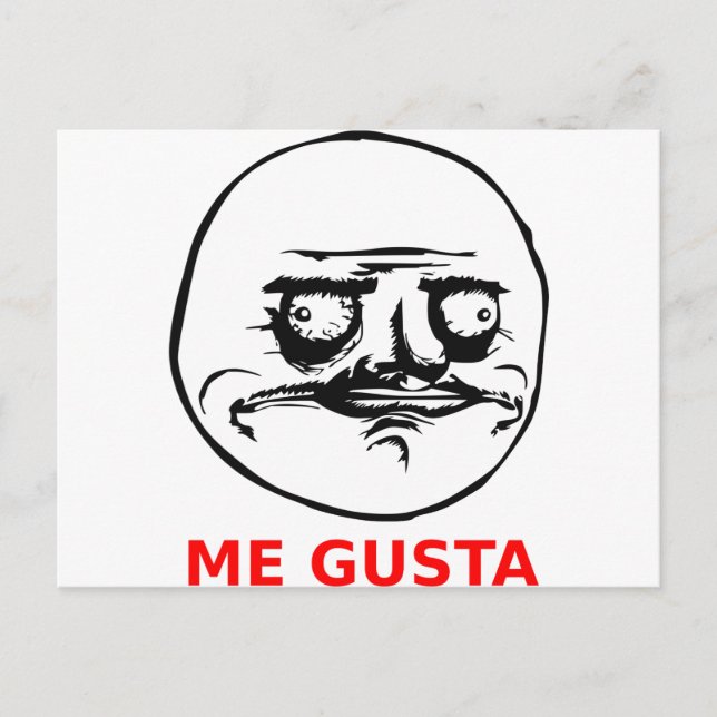 Me Gusta Face mit Text Postkarte (Vorderseite)
