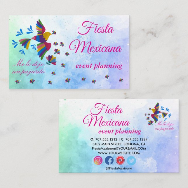 "Me lo dijo un pajarito" Arte  Mexicano Estándar Visitenkarte (Vorne/Hinten)