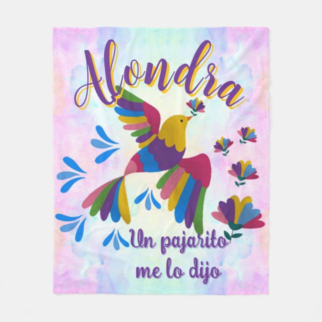 'Me lo dijo un pajarito' personalizable nombre Fleecedecke (Vorderseite)