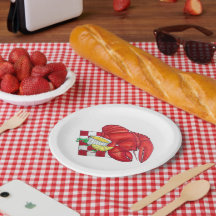 ME Maine Lobster Shack Seafood Dinner Red Gingham