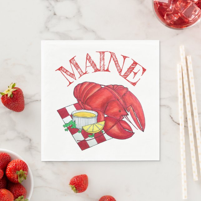 ME Maine Lobster Shack Seafood Dinner Red Gingham Serviette (Beispiel)