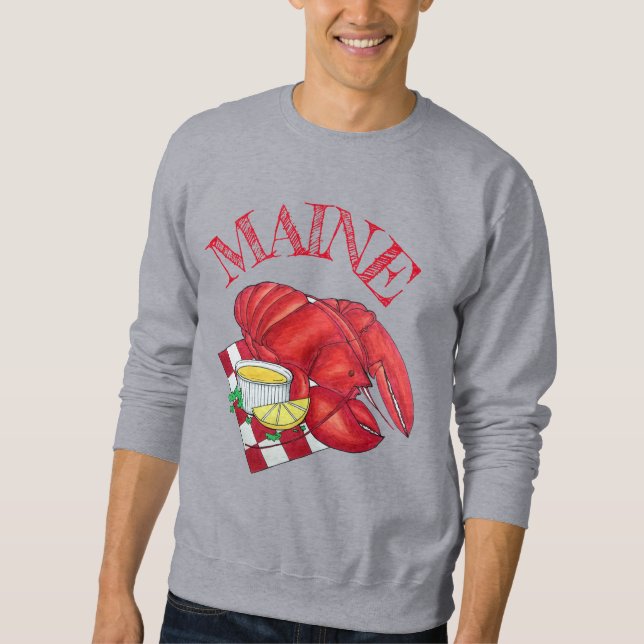 ME Maine Lobster Shack Seafood Dinner Red Gingham Sweatshirt (Vorderseite)