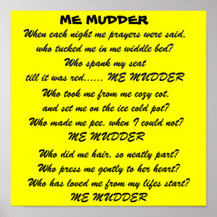 ME MUDDER Gedicht Poster