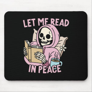 Me Read In Peace Funny Ghost Reading Book Hallowee Mousepad
