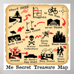 ME SECRET TREASING MAP POSTER