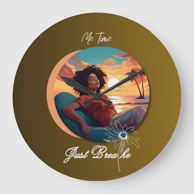 Me Time "Just Breathe" Große Wanduhr (Vorderseite)