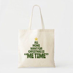 Me Time Simple Christmas Tree Typografy Tote Bag Tragetasche