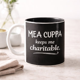 Mea Cuppa Keeps Me Charitable Catholic Humor Mug Zweifarbige Tasse